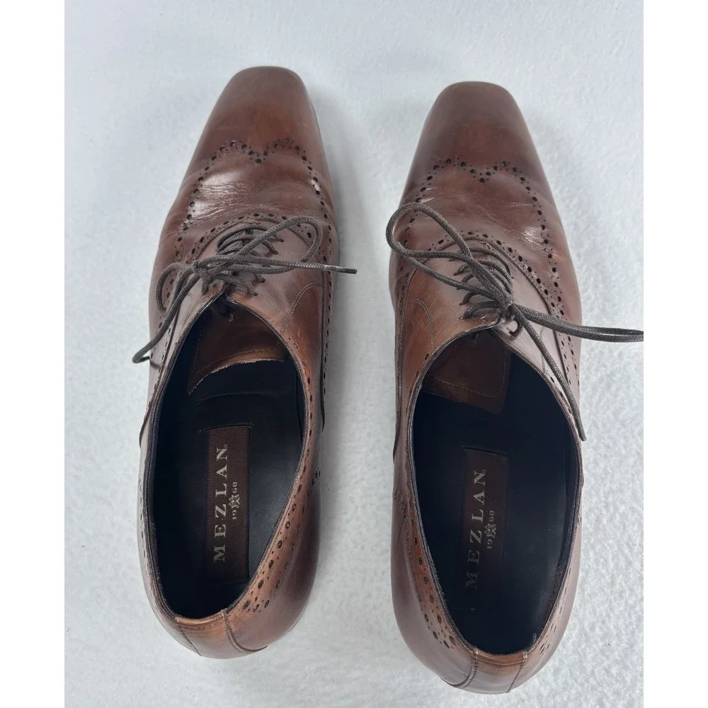 Mezlan Brown Leather Wingtip Oxford Men's Dress Shoes Sz 12 M Old Money Academia